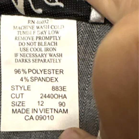 Womens Gray Herringbone Blazer Jacket Size 12 Polyester/Spandex By N Touch - Picture 3 of 8